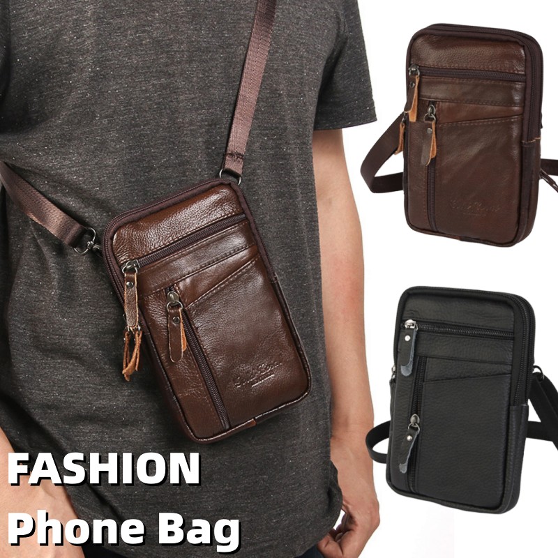 Luxury Bags Quality - Men Luxury Genuine Leather Phone Bags