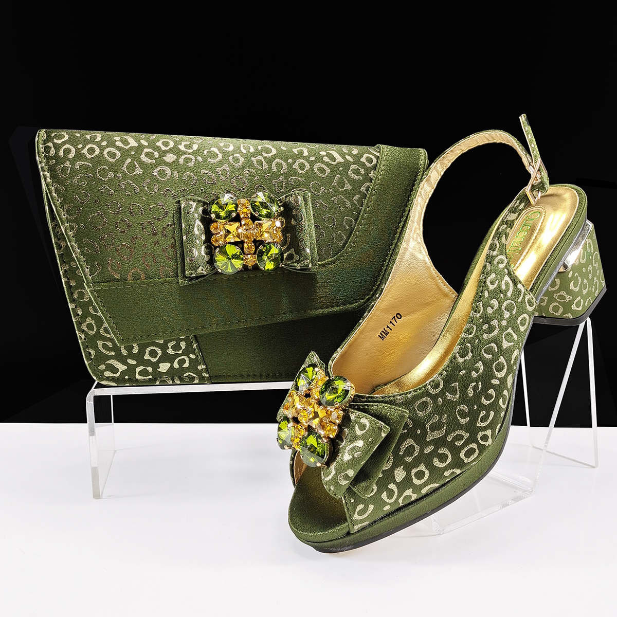 Luxury Bags And Shoes - Doershow Italian green Shoes And Bag