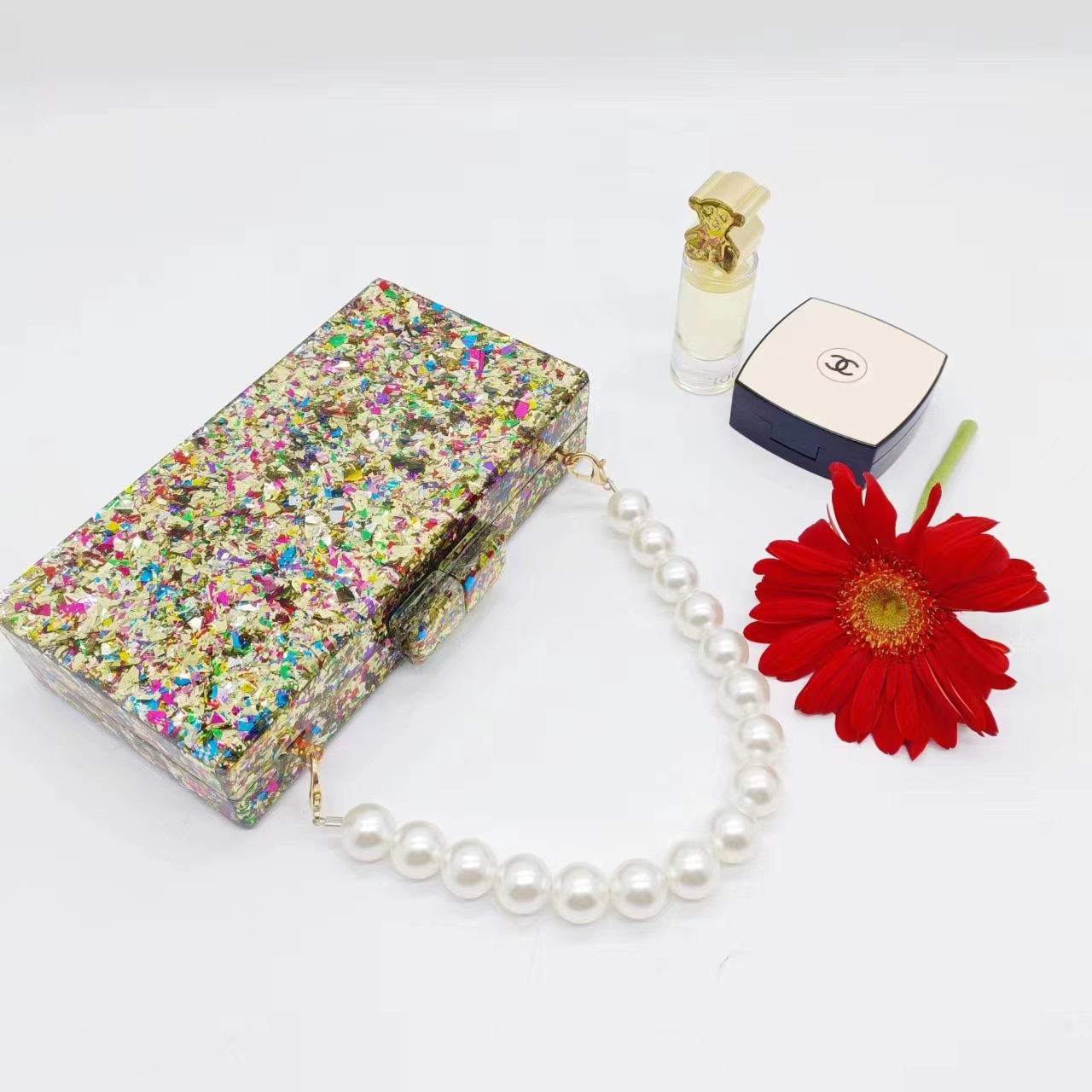 Luxury Acrylic Beaded Clutch B - Luxury Bags Green avis et prix