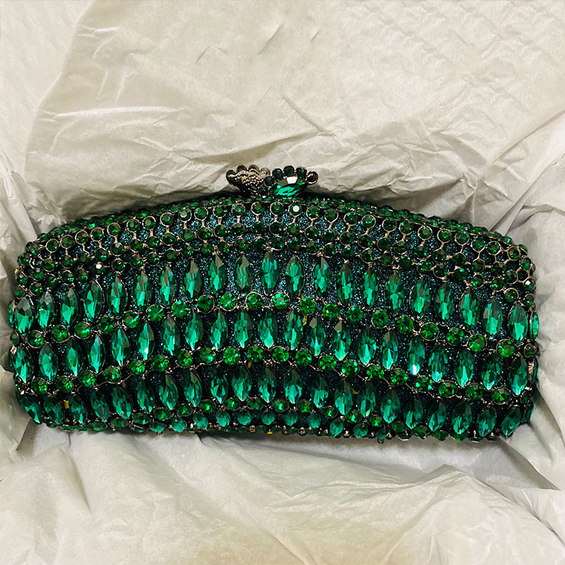 Luxury Green Rhinestone Evenin - Luxury Bags Green avis et prix
