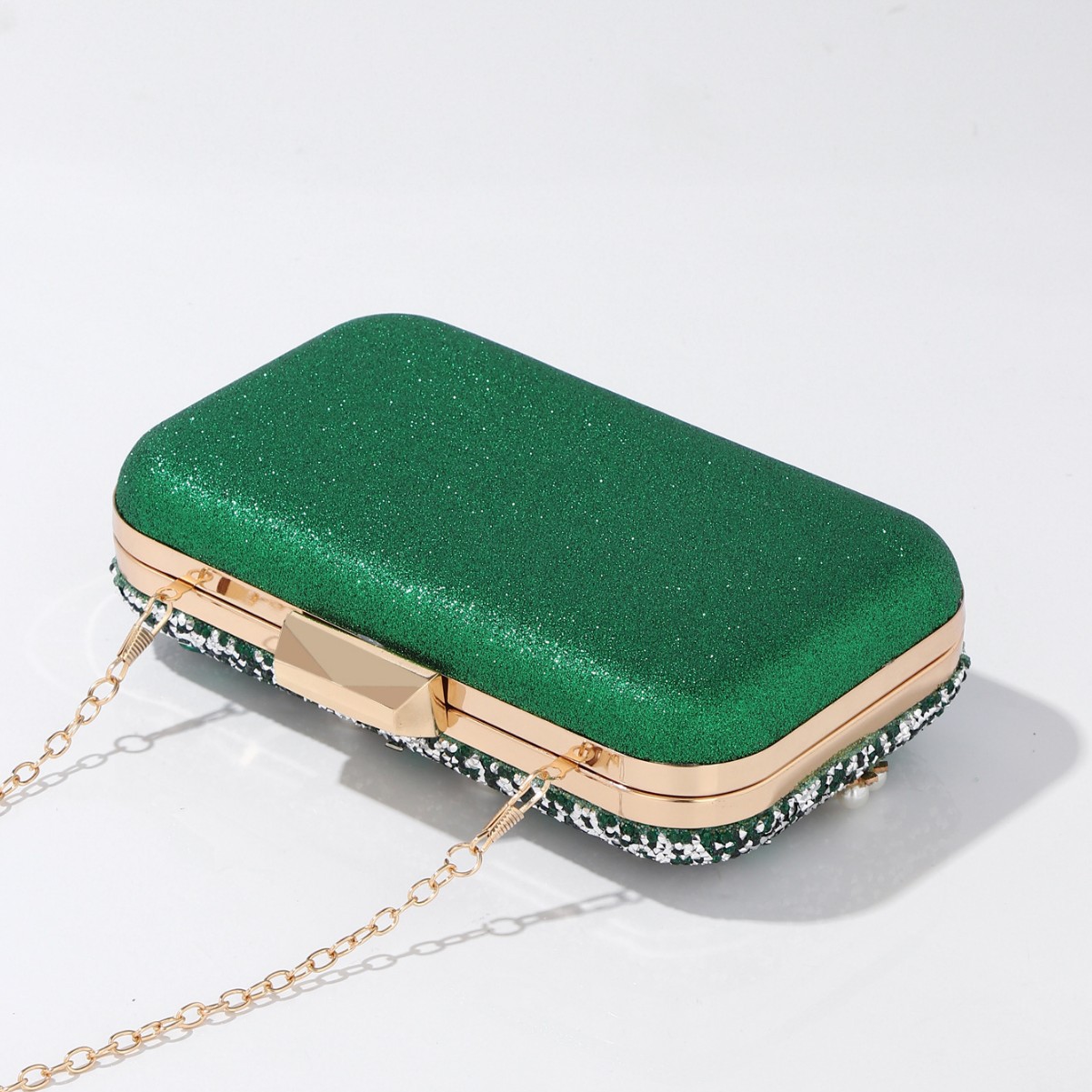 Luxury Rhinestone & Pearl Embe - Luxury Bags Green avis et prix
