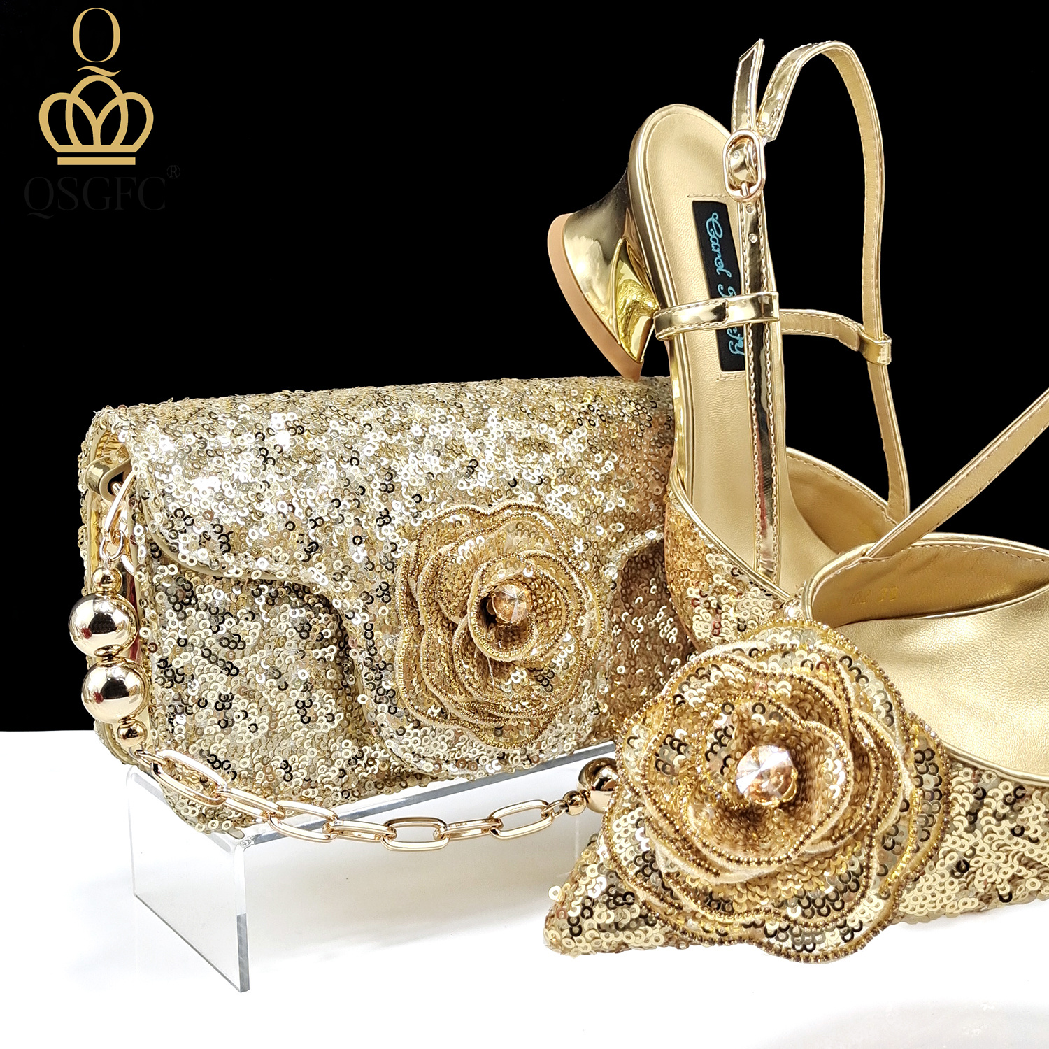 QSGFC Shiny Gold Color Shoes a - Luxury Bags And Shoes avis et prix