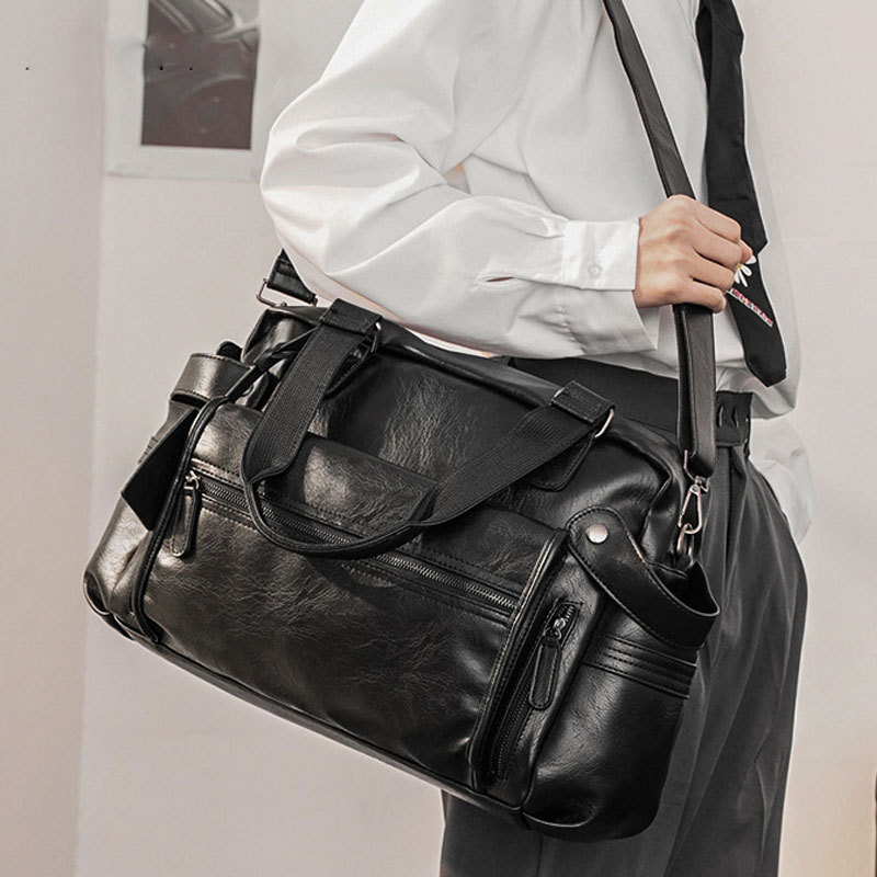 Men PU Leather Briefcase Top-H - Luxury Zipper Bags avis et prix