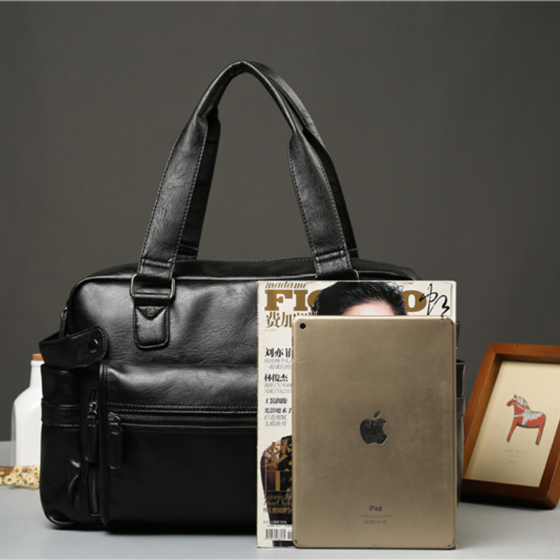 Men PU Leather Briefcase Top-H - Luxury Zipper Bags avis et prix