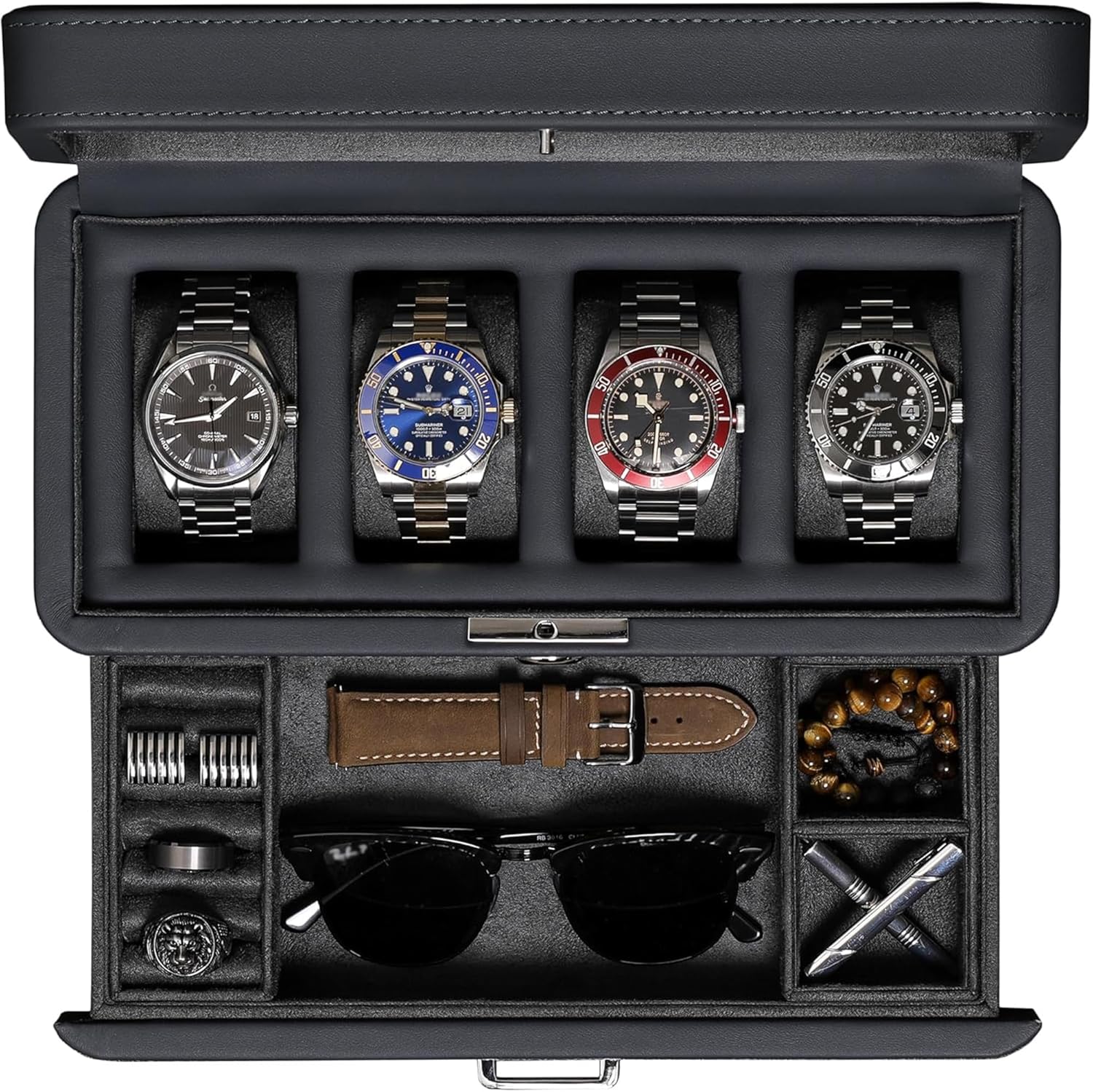 Luxury 4-Slot Watch Box with V - Luxury Bags For You avis et prix