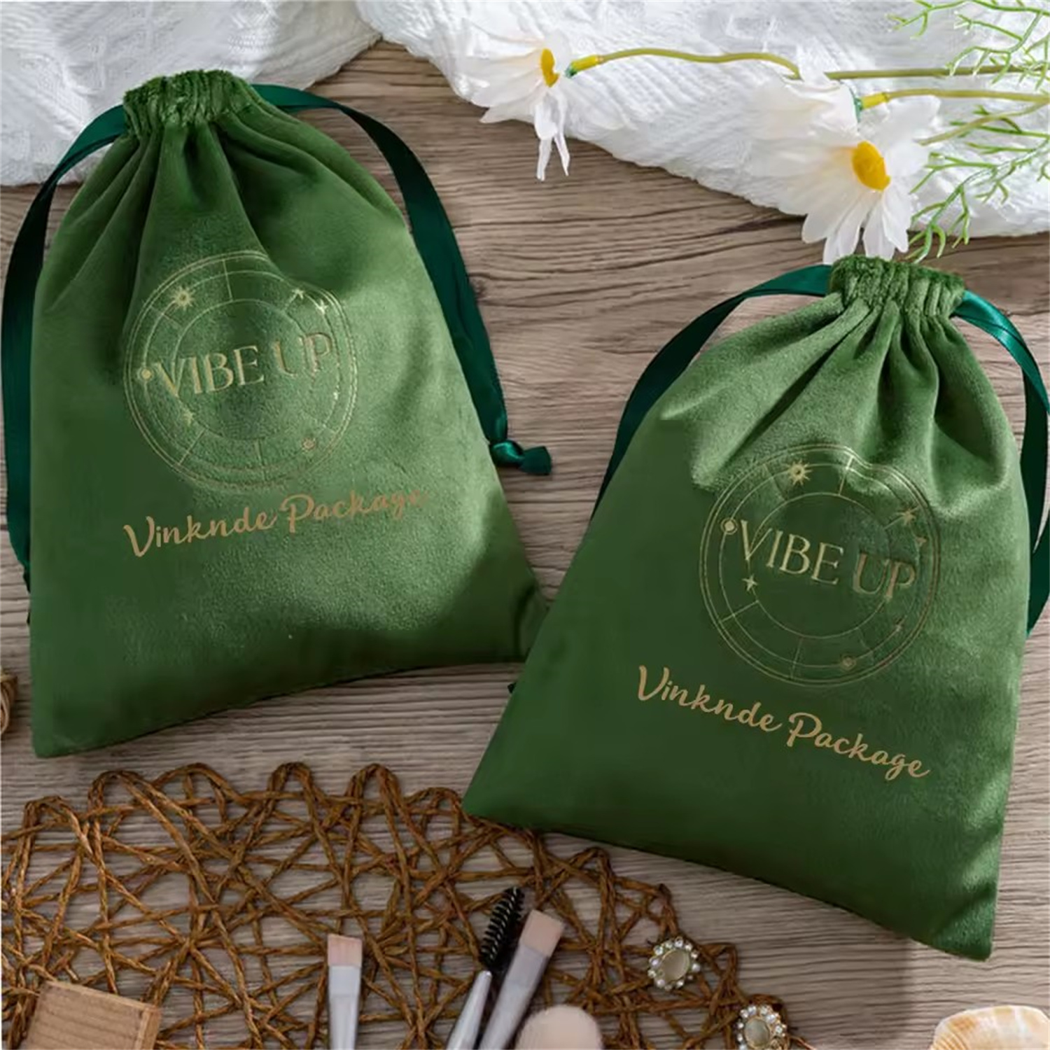 100pcs Green Velvet Packaging  - Luxury Bags Green avis et prix