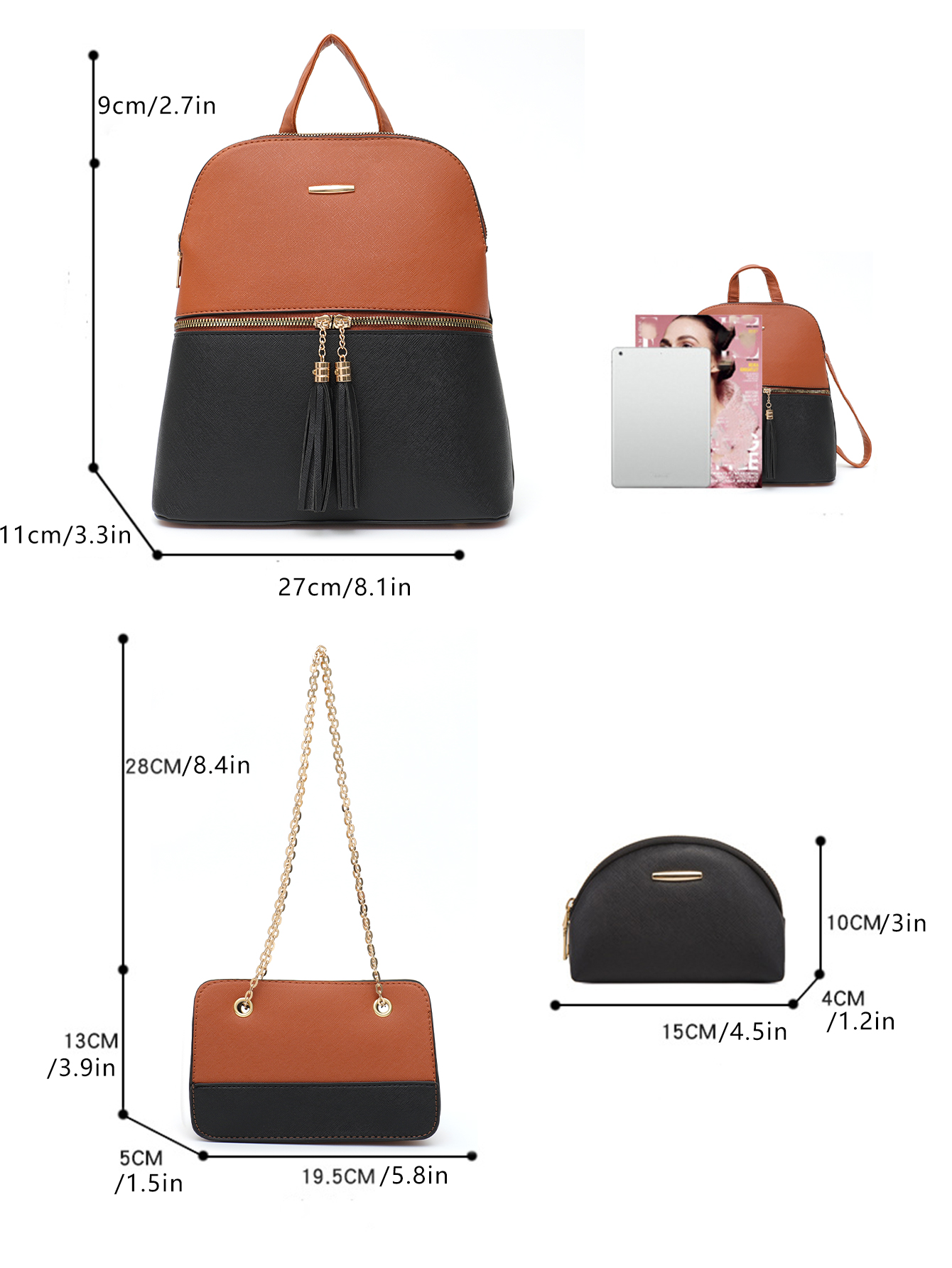 4 PCS Bags Set Women's Fashion - Luxury Zipper Bags avis et prix