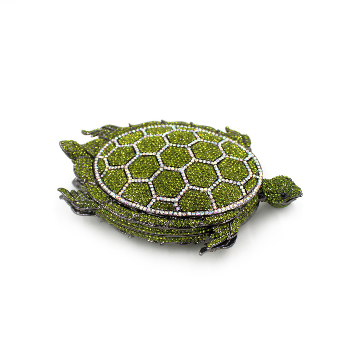 Turtle-Shaped Rhinestone Eveni - Luxury Bags Green avis et prix