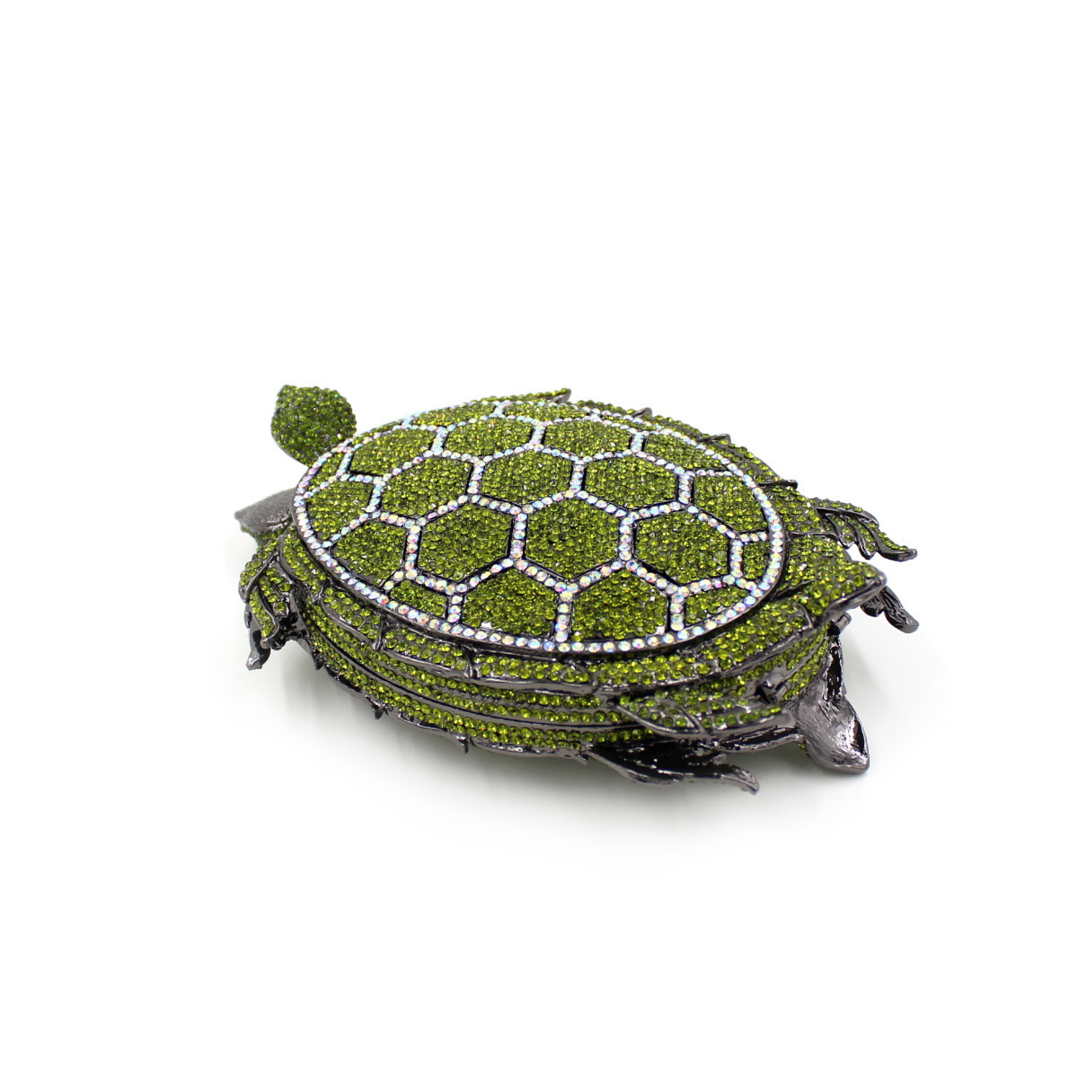 Turtle-Shaped Rhinestone Eveni - Luxury Bags Green avis et prix