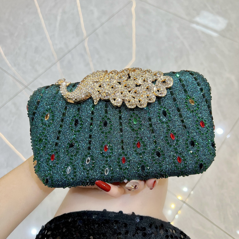 Fashion Diamond-Encrusted Clut - Luxury Bags Green avis et prix