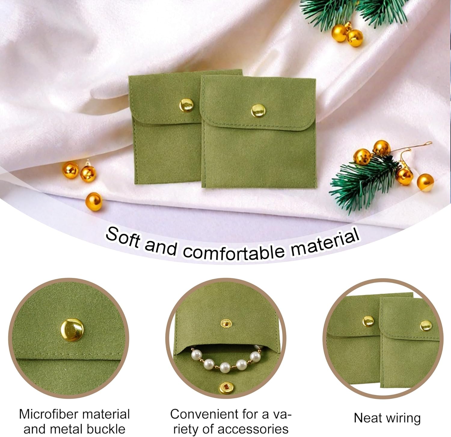 10 Pcs Green Microfiber Jewelr - Luxury Bags Green avis et prix